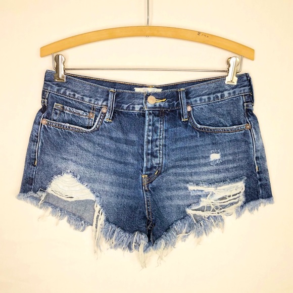 Free people we the free, distressed, fringed button, fly denim shorts - Picture 11 of 11